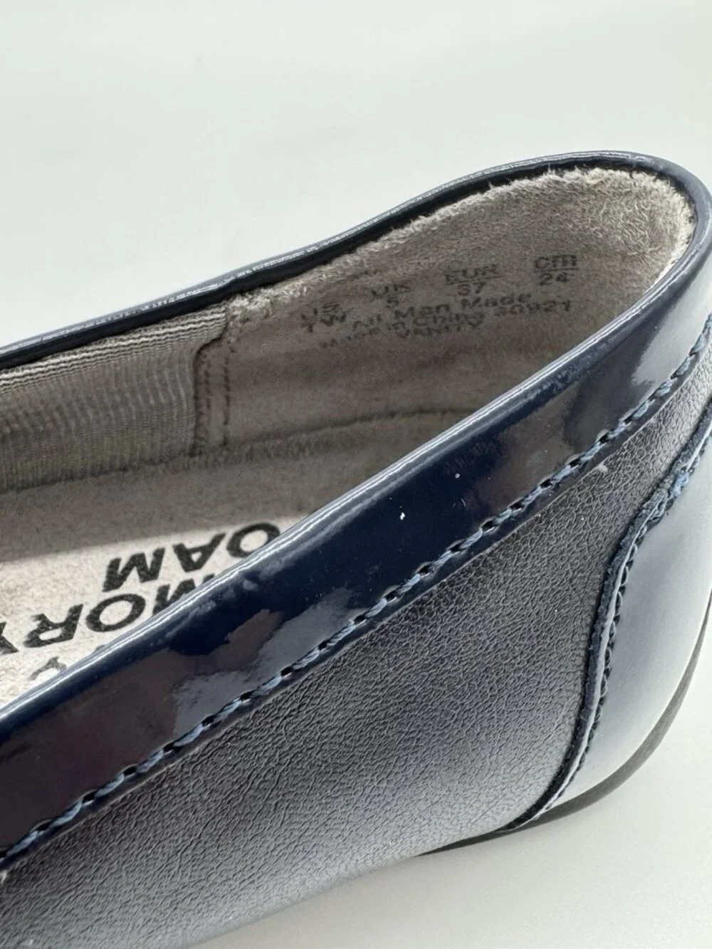 Lifestride Velocity Memory Foam Womens 7W Navy Blue Driving Loafers Moccasins